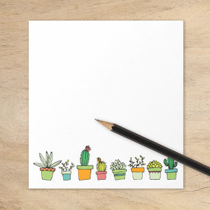 Cute Illustrated Succulent Garden Gräns Anteckningsblock