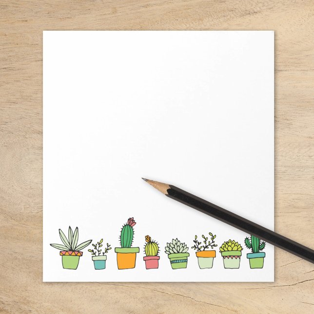 Cute Illustrated Succulent Garden Gräns Anteckningsblock (Skapare uppladdad)