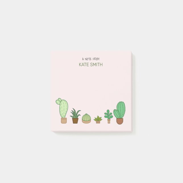 Cute Illustrated Succulents and Cactus Post-it Block (Framsida)