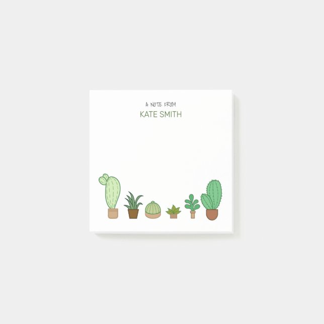 Cute Illustrated Succulents and Cactus Post-it Block (Framsida)