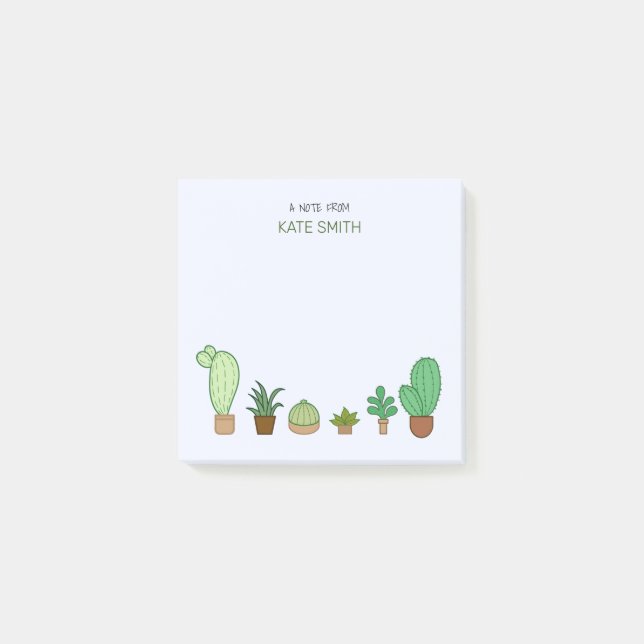 Cute Illustrated Succulents and Cactus Post-it Block (Framsida)