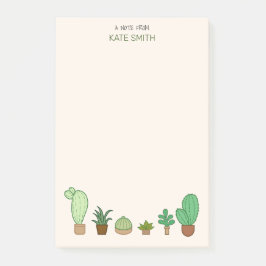 Cute Illustrated Succulents and Cactus Post-it Block