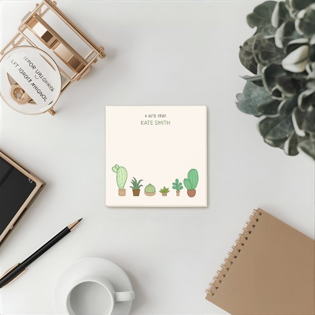 Cute Illustrated Succulents and Cactus Post-it Block (Skapare uppladdad)