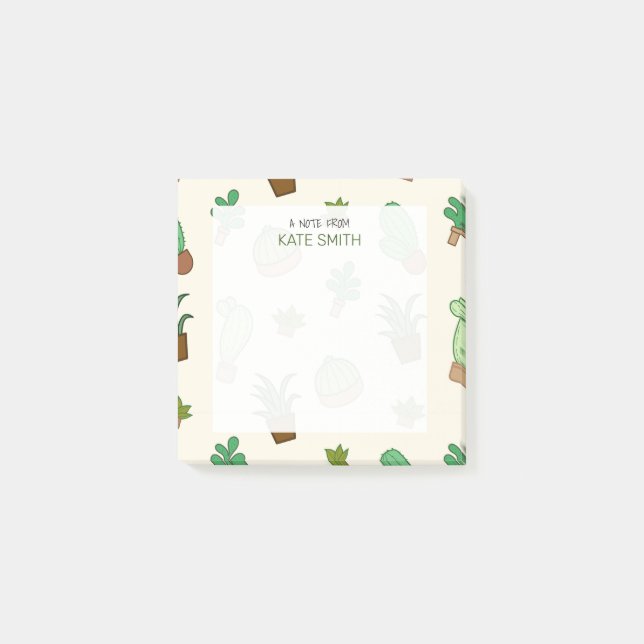 Cute Illustrated Succulents and Cactus Post-it Block (Framsida)