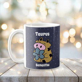 Cute Illustrated Taurus Zodiac Personlig Kaffemugg