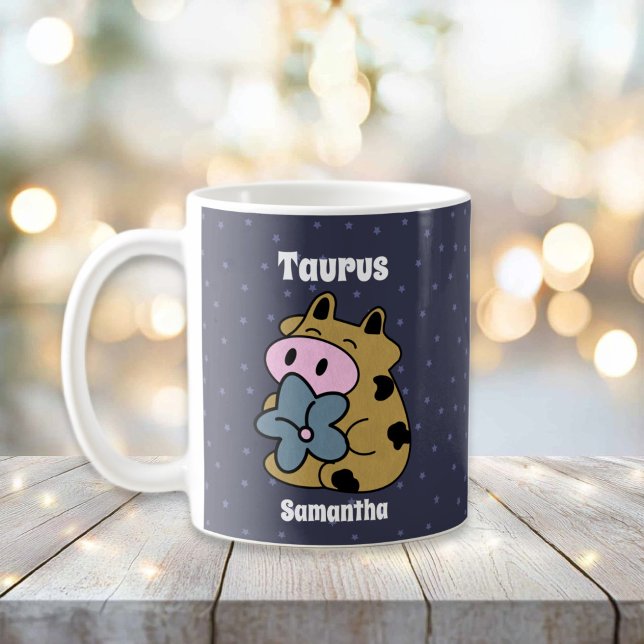 Cute Illustrated Taurus Zodiac Personlig Kaffemugg (Cute Illustrated Taurus Zodiac Personalized Coffee Mug
)