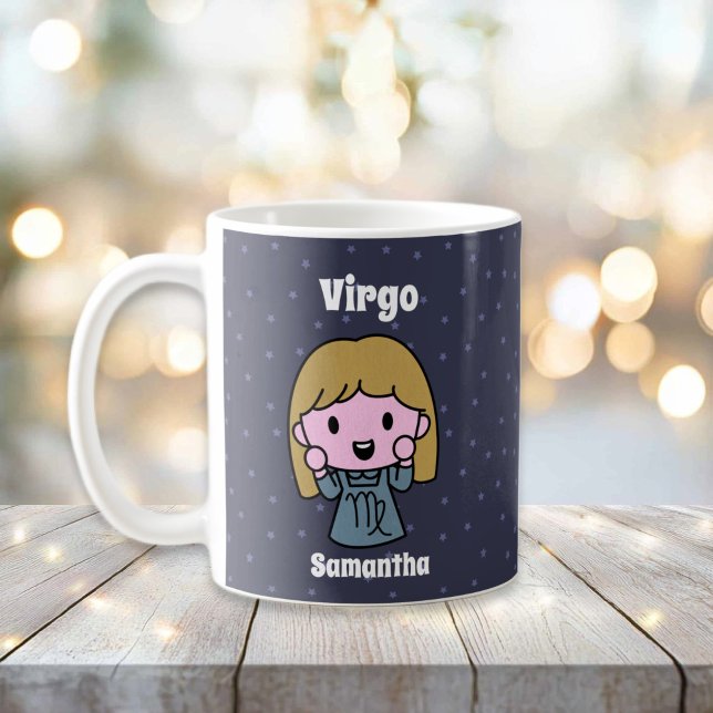 Cute Illustrated Våg Zodiac-Personlig Kaffemugg (Cute Illustrated Virgo Zodiac Personalized Coffee Mug
)