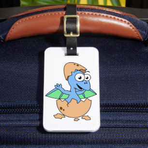 Cute Illustration av en Baby Pterodactyl-skrafferi Bagagebricka