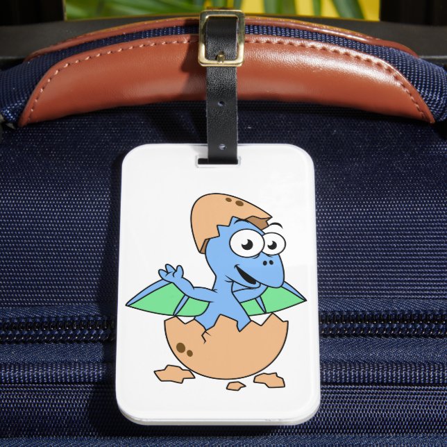 Cute Illustration av en Baby Pterodactyl-skrafferi Bagagebricka (Framsida Insitu 2)