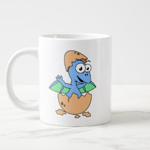 Cute Illustration av en Baby Pterodactyl-skrafferi Jumbo Mugg