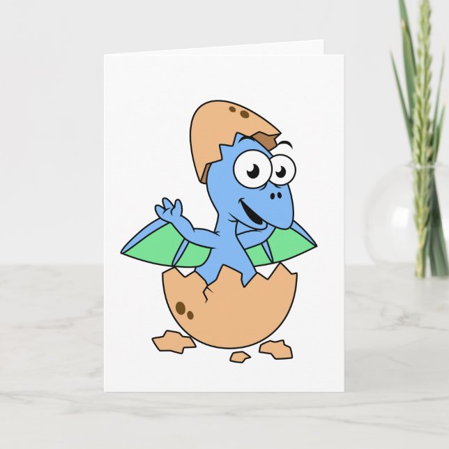 Cute Illustration av en Baby Pterodactyl-skrafferi Kort (Framsida)