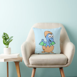 Cute Illustration av en Baby Pterodactyl-skrafferi Kudde