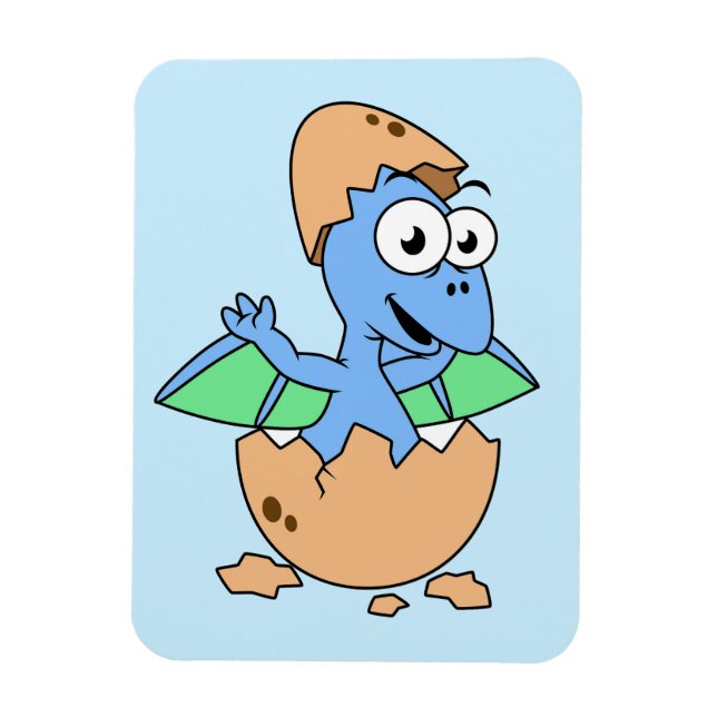 Cute Illustration av en Baby Pterodactyl-skrafferi Magnet (Vertikal)