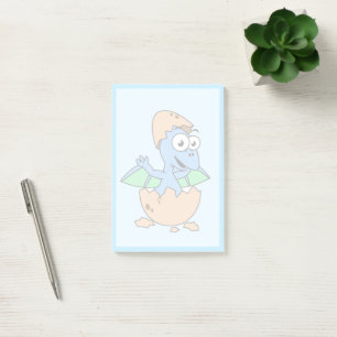 Cute Illustration av en Baby Pterodactyl-skrafferi Post-it Block