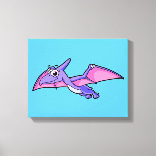 Cute Illustration av en flygande Pterodactyl. Canvastryck