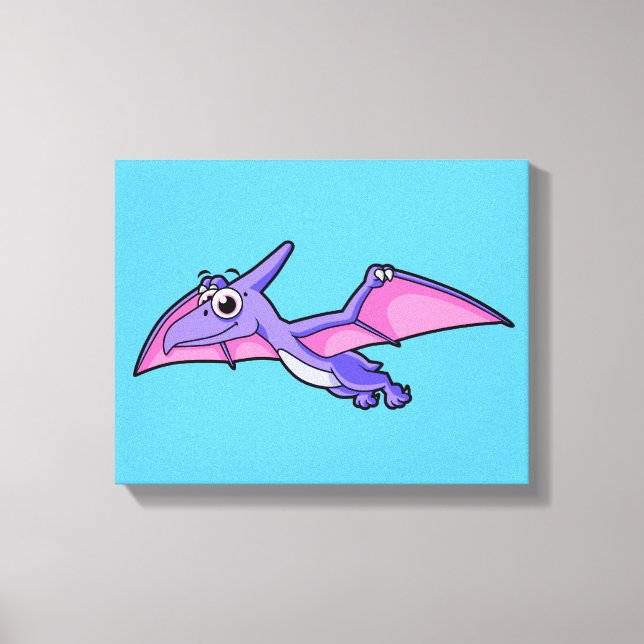 Cute Illustration av en flygande Pterodactyl. Canvastryck (Framsida)