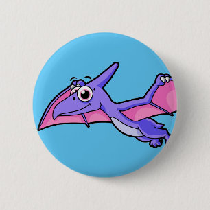 Cute Illustration av en flygande Pterodactyl. Knapp