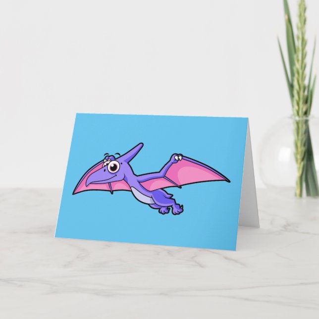 Cute Illustration av en flygande Pterodactyl. Kort (Framsida)
