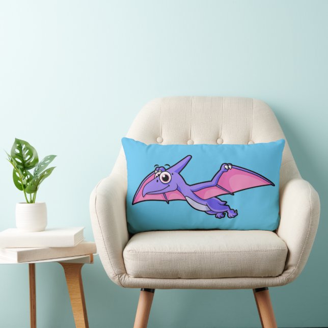 Cute Illustration av en flygande Pterodactyl. Lumbarkudde (Stol)