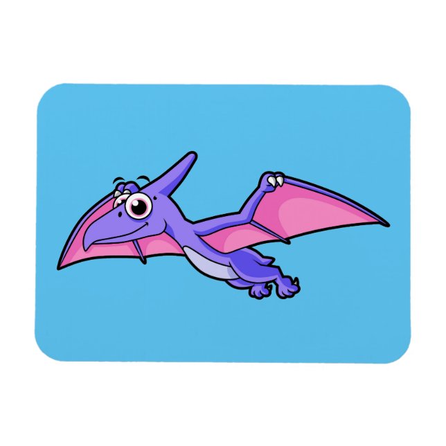 Cute Illustration av en flygande Pterodactyl. Magnet (Horisontell)