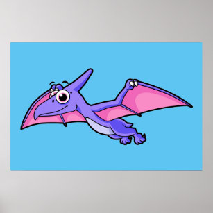 Cute Illustration av en flygande Pterodactyl. Poster