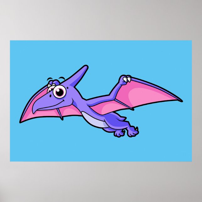 Cute Illustration av en flygande Pterodactyl. Poster (Framsidan)