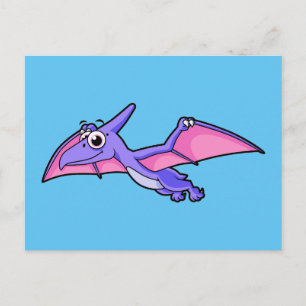 Cute Illustration av en flygande Pterodactyl. Vykort
