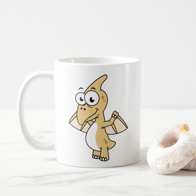 Cute Illustration av en pterodactyl. 2 Kaffemugg (Med munk)