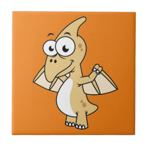 Cute Illustration av en pterodactyl. 2 Kakelplatta