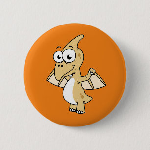 Cute Illustration av en pterodactyl. 2 Knapp