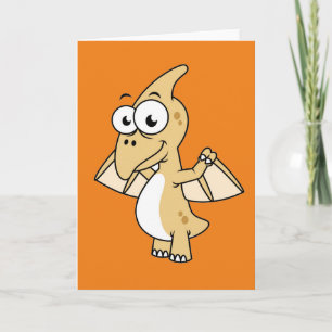 Cute Illustration av en pterodactyl. 2 Kort