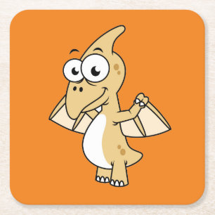 Cute Illustration av en pterodactyl. 2 Underlägg Papper Kvadrat
