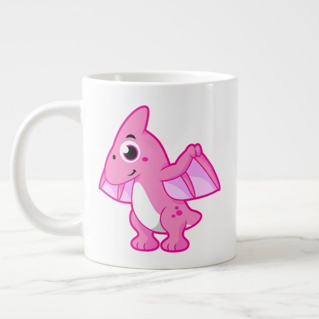 Cute Illustration av en pterodactyl. Jumbo Mugg (Vänster)