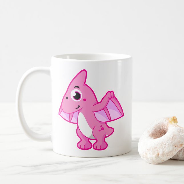 Cute Illustration av en pterodactyl. Kaffemugg (Med munk)