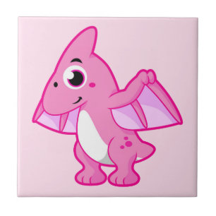Cute Illustration av en pterodactyl. Kakelplatta