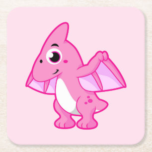 Cute Illustration av en pterodactyl. Underlägg Papper Kvadrat