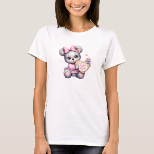Cute illustration nalle med hjärttecken Kärlek T Shirt