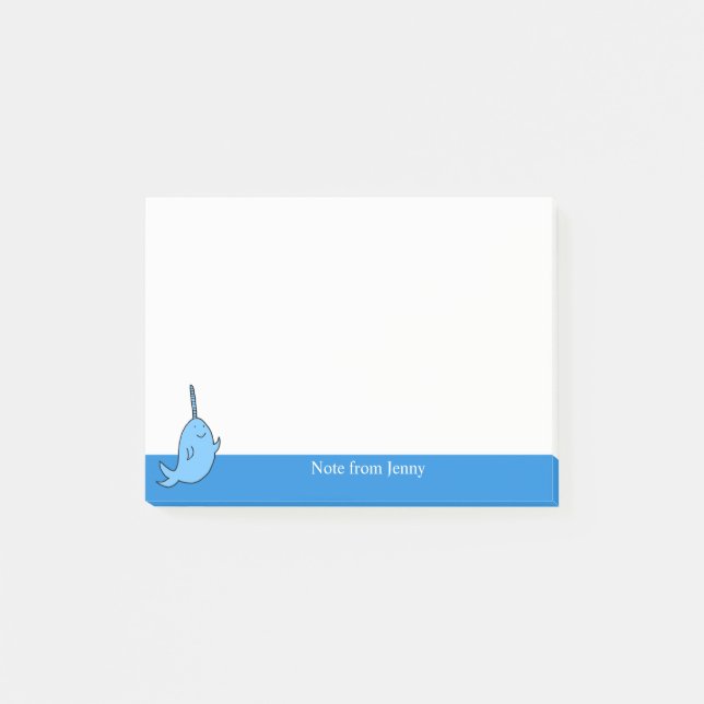 Cute Illustration Narwhal Tecknad Ocean Animal Post-it Block (Framsida)