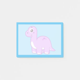 Cute Illustration of a Brontosaurus Dinosaur. Post-it Block