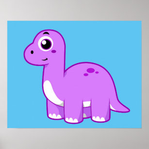 Cute Illustration of a Brontosaurus Dinosaur. Poster