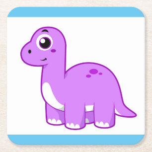 Cute Illustration of a Brontosaurus Dinosaur. Underlägg Papper Kvadrat