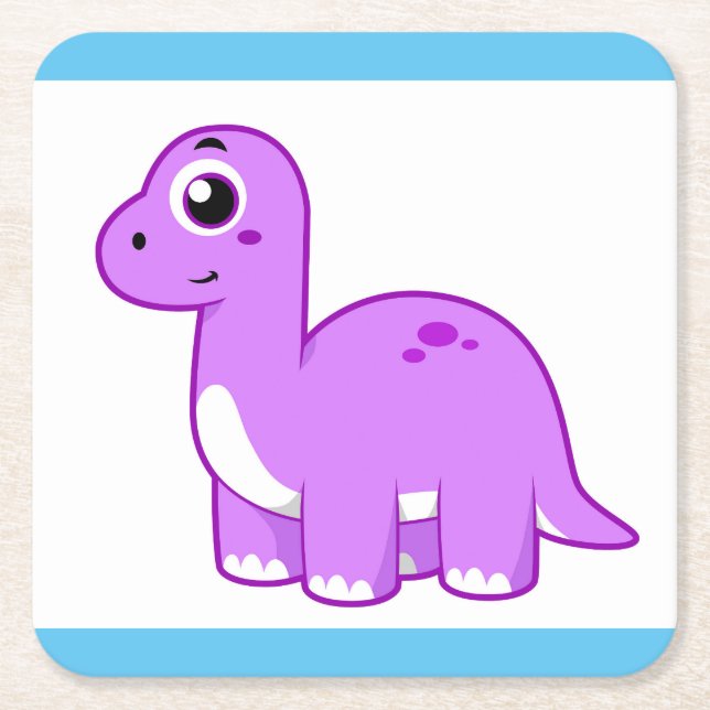 Cute Illustration of a Brontosaurus Dinosaur. Underlägg Papper Kvadrat (Framsidan)
