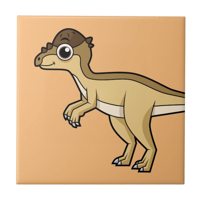 Cute Illustration of a Pachycephalosaurus dinosaur Kakelplatta (Framsidan)