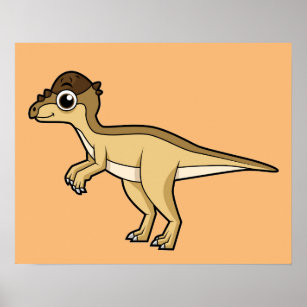 Cute Illustration of a Pachycephalosaurus dinosaur Poster