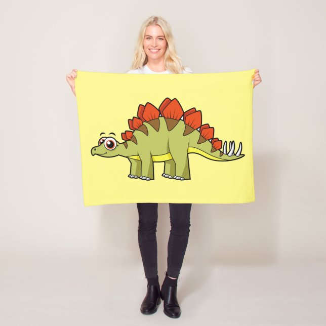 Cute Illustration of a Stegosaurus dinosaur. Fleecefilt (På plats)