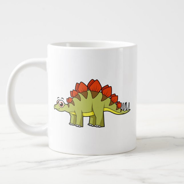 Cute Illustration of a Stegosaurus dinosaur. Jumbo Mugg (Vänster)