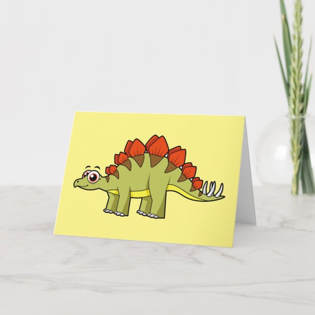 Cute Illustration of a Stegosaurus dinosaur. Kort (Framsida)