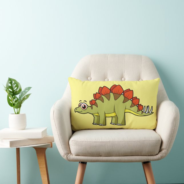 Cute Illustration of a Stegosaurus dinosaur. Lumbarkudde (Stol)
