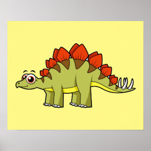 Cute Illustration of a Stegosaurus dinosaur. Poster