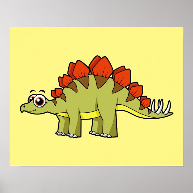 Cute Illustration of a Stegosaurus dinosaur. Poster (Framsidan)